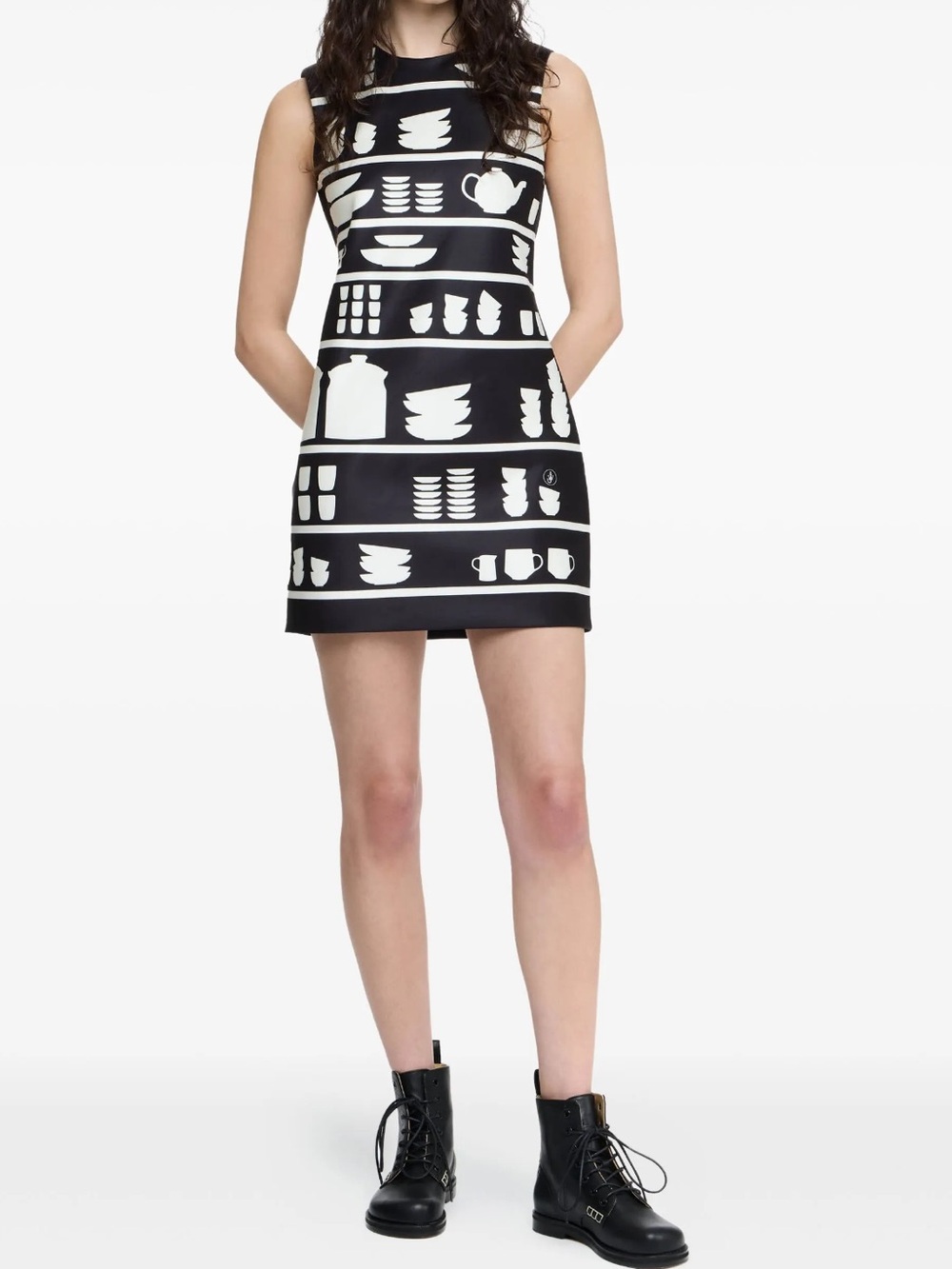 JW ANDERSON Black and White Pottery Print Shift Dress - Picture 2 of 6